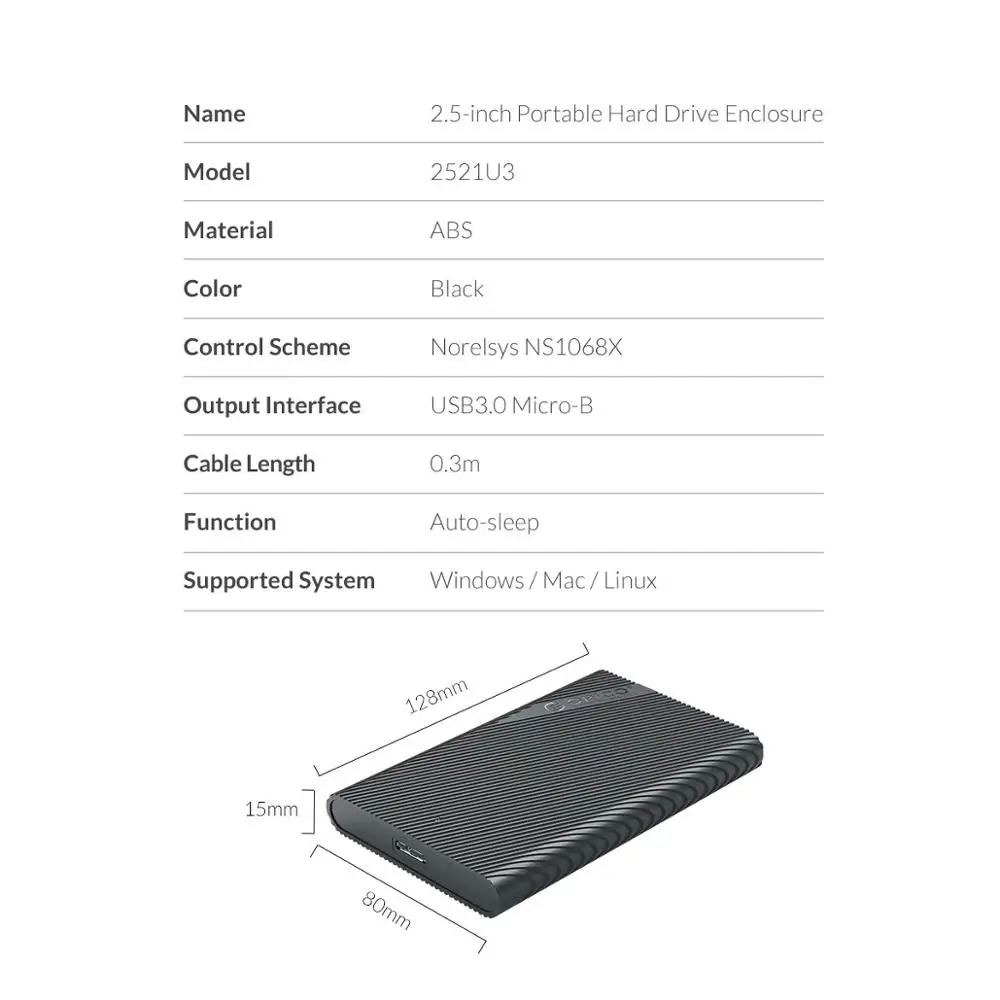 ORICO USB3.0 HDD SSD адаптер 2 5 дюймов внешний чехол Гбит/с корпус с функцией
