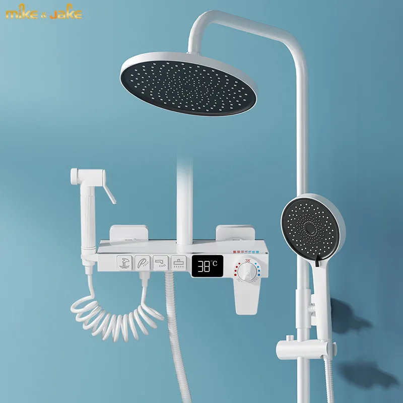 

bathroom white thermostatic shower set water saving white constant shower mixer set white bath mixer four function bidet shower
