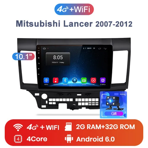 4G For Lancer Junsun 2G+ 3 2G Android 8,1 4G Автомобильный Радио мультимедийный плеер для Mitsubishi Lancer 2007-2012 навигация gps 10,1 ''Авто 2 din без dvd - Цвет: 4G For Lancer