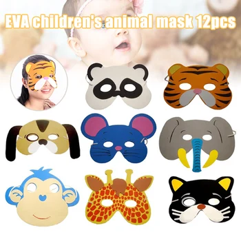 

12pcs Kids Animal Masks Halloween Decoration Dress-Up Party Accessories for Children AN88