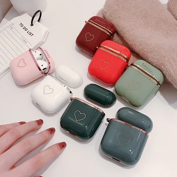 

NEW Luxury Love heart plating TPU Case For Airpods Earphone Cover Cases For AirPods 1 2 Earpods Headphone Box Protective Cover