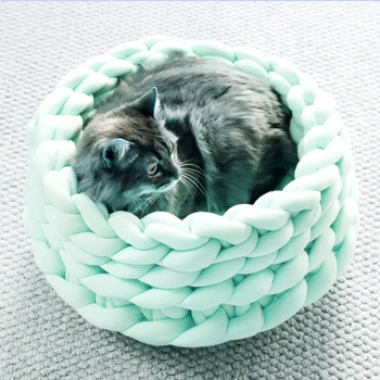 Cat House Cushion Soft Long Plush Warm Pet Mat Cute Kennel Cat Sleeping Basket Bed Round Fluffy Comfortable Touch Pet Products 5