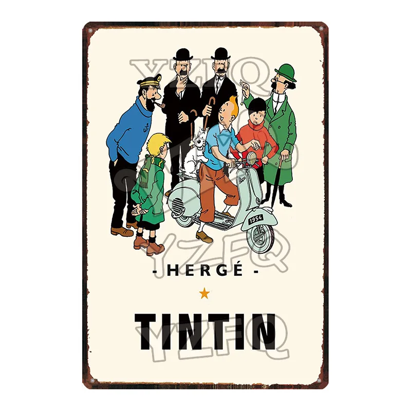 Adventures of Tintin Metal Sign Shabby Chic Vintage Style Cafe Wall Home Art Kids Room Decoration Unique Gift DU-5349A - Цвет: DU-5344