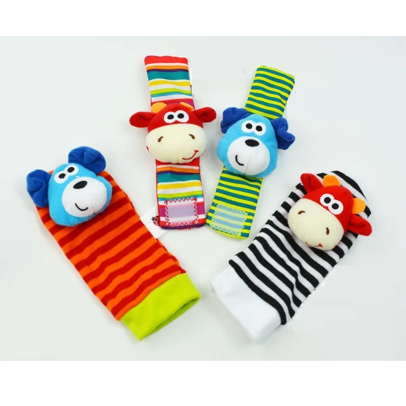 Носки для новорожденных с героями мультфильмов, милые детские носки с ремешком на запястье, детские игрушки, носки с животными для малышей 0-24 месяцев, плюшевые игрушки, подарки, Мягкая погремушка для малышей