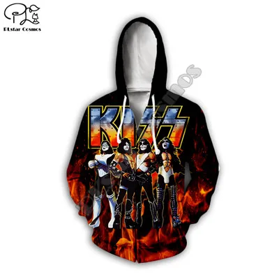 BAND KISS Rock& Roll All Nite вечерние 3D толстовки с капюшоном для мужчин и женщин, новая модная толстовка с капюшоном, пуловер с длинным рукавом, стиль-13 - Цвет: Коричневый