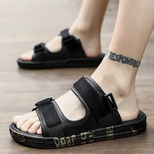 Suumer/мужские модные сандалии; шлепанцы; пляжные шлепанцы для мужчин; большие размеры; черные сандалии; шлепанцы