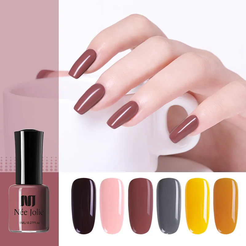 

NEE JOLIE 8ml Nail Polish Pink Red Yellow Mixed Solid Colors Long Lasting Nail Art Beauty Design Decoration Polish Varnish