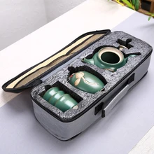 Портативный китайский Чай комплект Керамика Чай горшок листья банку 3 фарфор Чай чашки с сумкой чехол XOA