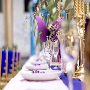 

30 pieces/lot Butterfly Laser Cut Paper Place Card / Escort Card / Cup Card/ Wine Glass Card For Wedding Party Decoration