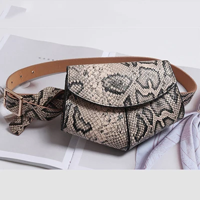 Snack Printing Shoulder Messenger Handbags Women PU Leather Waist Fanny Belt Packs Casual Phone Money Pouch Crossbody Chest Bags - Цвет: khaki