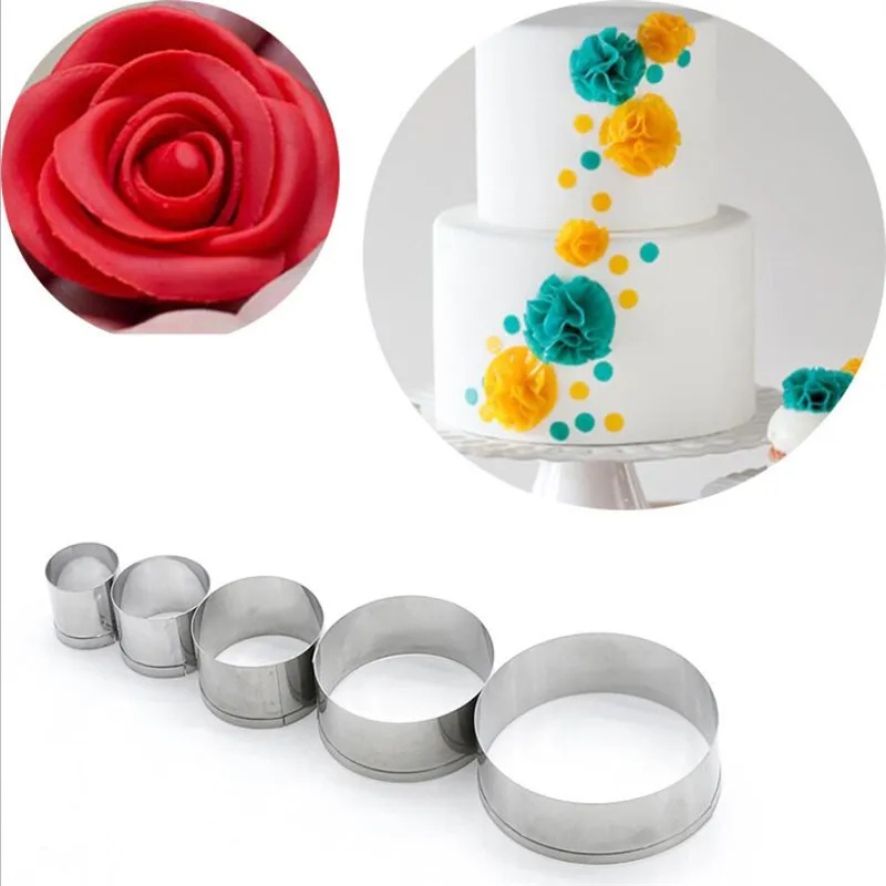 5PCS Stainless Steel Cake Ring Mold Cookie Mousse Cutter DIY Wedding Tools