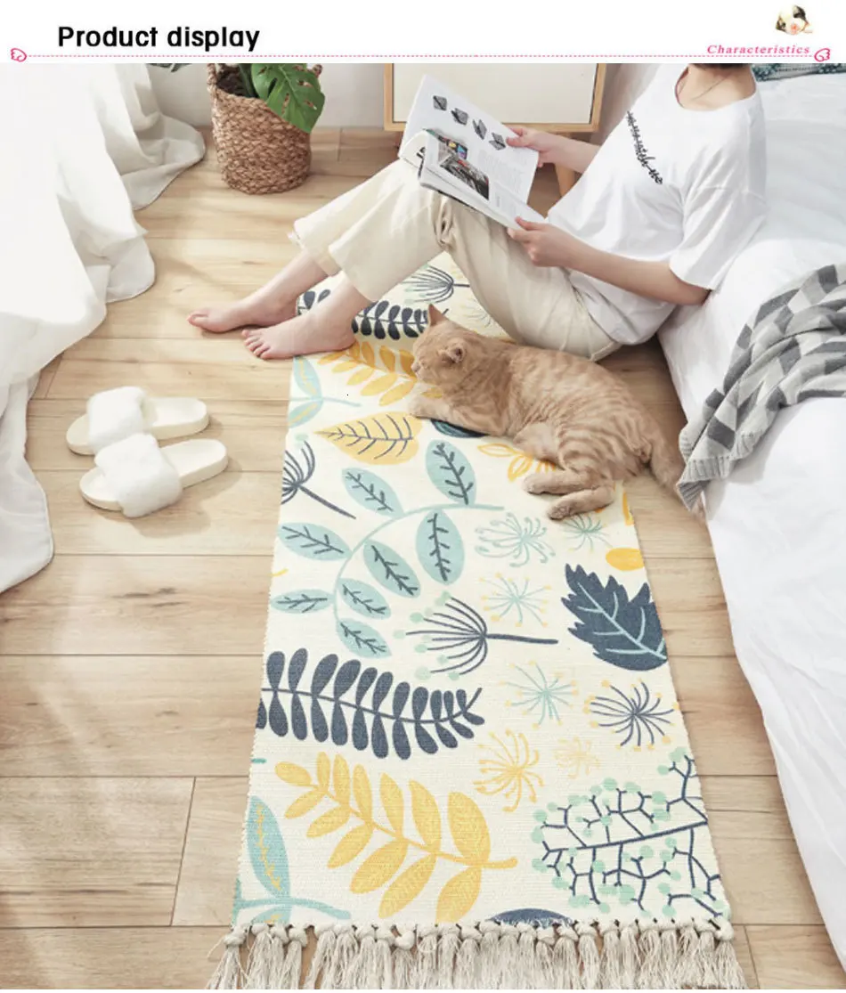 Cotton Kilim Tassel Soft Carpets For Living Room Bedroom Kid Room Home Carpet Floor Door Mat Simple Nordic Style Decorate Rugs