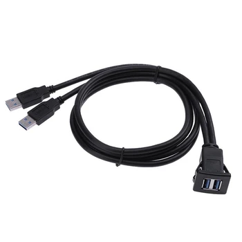 

1M Dual USB 3.0 A Male to USB 3.0 A Female Car Panel Flush Mount Extension Cable