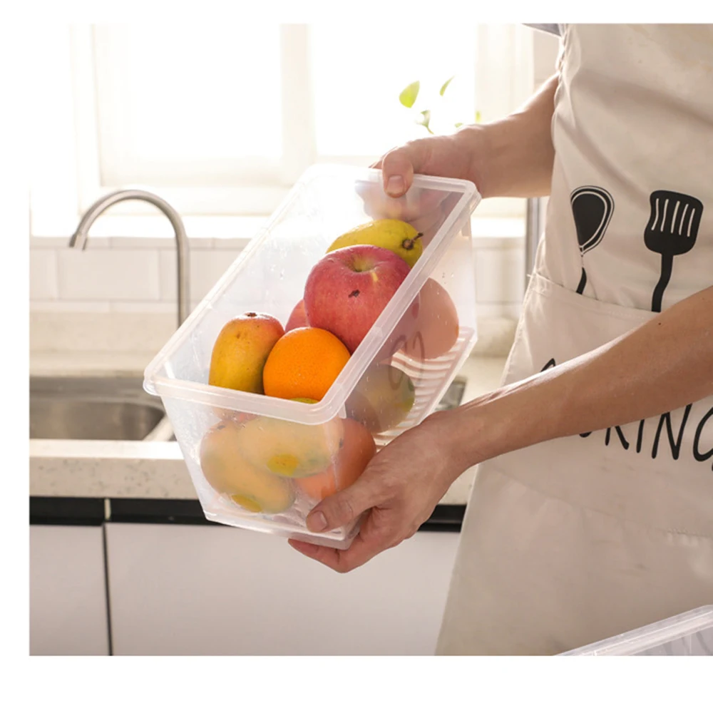 

Refrigerator Organizer Jar Grains Beans Organizer Food Containers Kitchen Transparent Storage Box with Removable Drain Tray