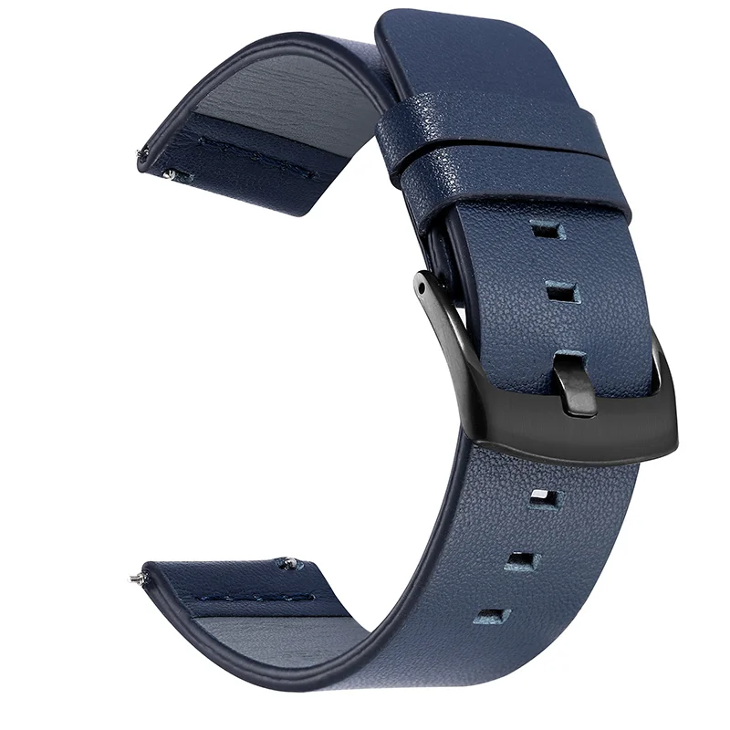 20mm 22mm Genuine Leather Watch band Strap for Samsung Galaxy Watch 42 46mm Gear S3 Sport WatchBand Quick Release 18 24mm - Цвет ремешка: Black Blue