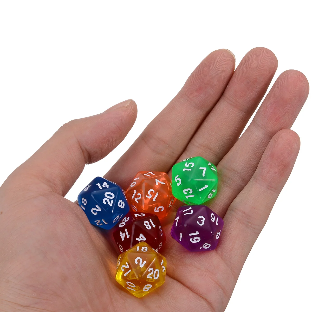 6pcs/set Twenty Sided Dice Clear Dice Set Colorful Funny Outdoor Dices For TRPG Games Dungeons & Dragons Mixed Colors