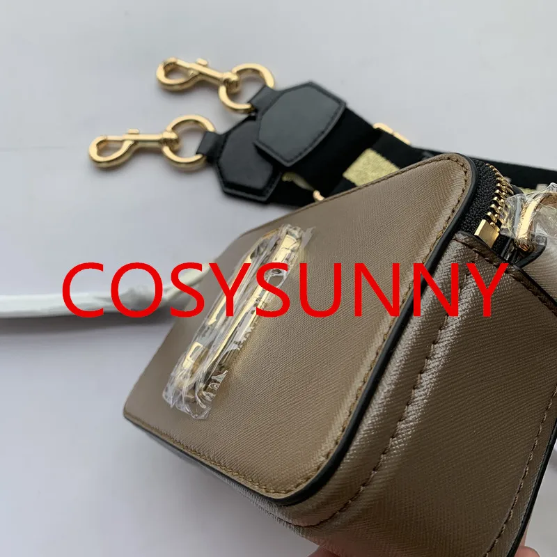 

New wide shoulder strap leather color matching camera bag European and American fashion leather handbag mini shoulder camera bag