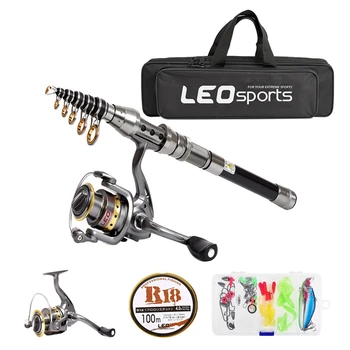 

Leo 2.1M Telescopic Fishing Rod And Reel Combo Full Kit Spinning Fishing Reel Gear Pole Set With 100M Fishing Line,Fishing Lures