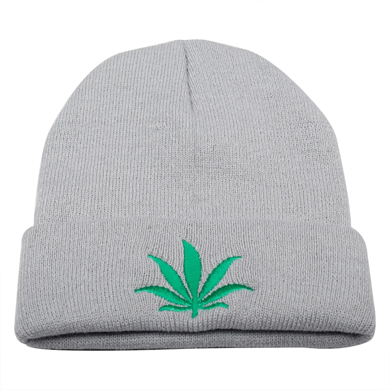 New Fashion Men Women Winter Weed Leaf Beanie Hats Warm Hip Hop Punk Knitting Winter Hat For Women Autumn Woolen Cap Skullies