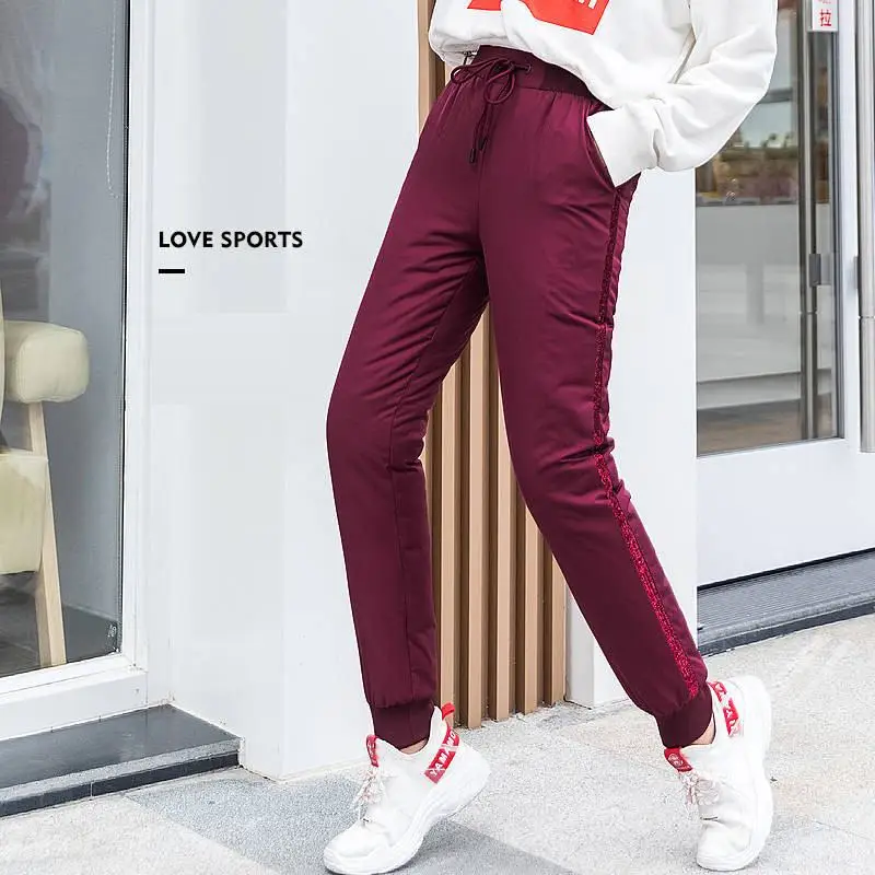 wine red Новые зимние женские теплые Плотные хлопковые брюки женские эластичные большого размера с высокой талией, облегающие брюки, легинсы Mujer S39 - Цвет: wine red