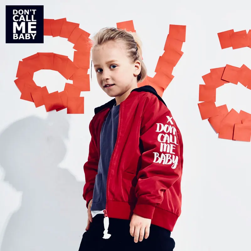 

DON`T CALL ME BABY Boys Cool Spring Hooded Bomber Jacket Kids Fashion Printed Soft Jackets Girls Fashion New Red Outwear 014252