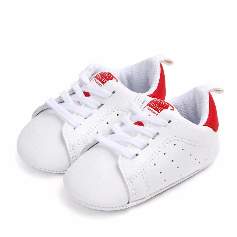 Детская обувь из искусственной кожи для малышей; дышащие спортивные кроссовки для маленьких мальчиков; повседневная обувь для маленьких девочек; мягкая детская нескользящая обувь - Цвет: Красный