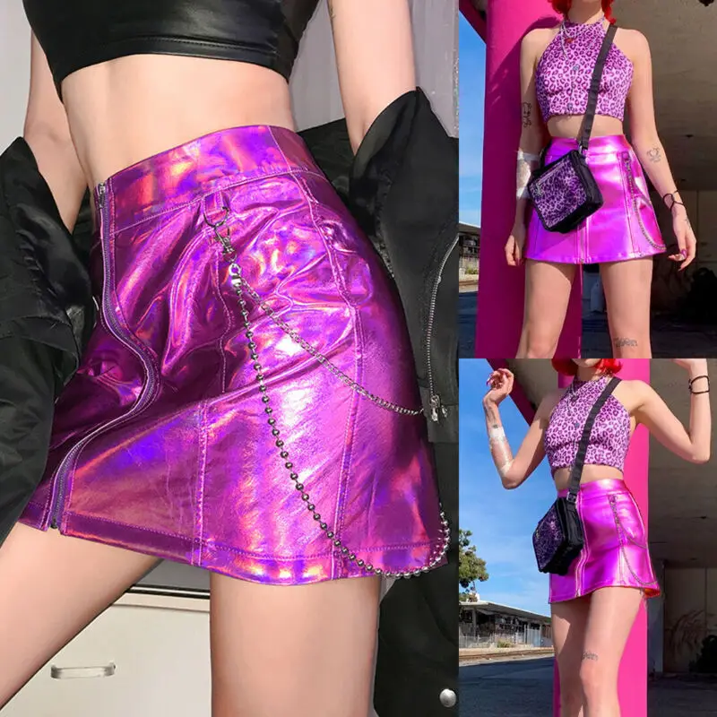 Женские юбки ПВХ Сексуальная мини-юбка на молнии облегающая ropa mujer тонкая