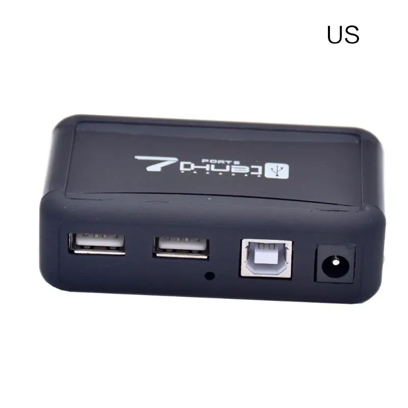 США/ЕС разъем USB концентратор для ПК ноутбук USB 2,0 конвертер AC адаптер питания 7 портов Высокая скорость прочный дропшиппинг