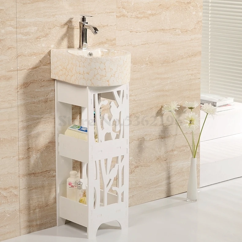 Taiwan Basin One Small Balcony Wash Basin Small Family Ceramic Floor-to-ceiling Wash Basin Bathroom Corner Hanging Basin