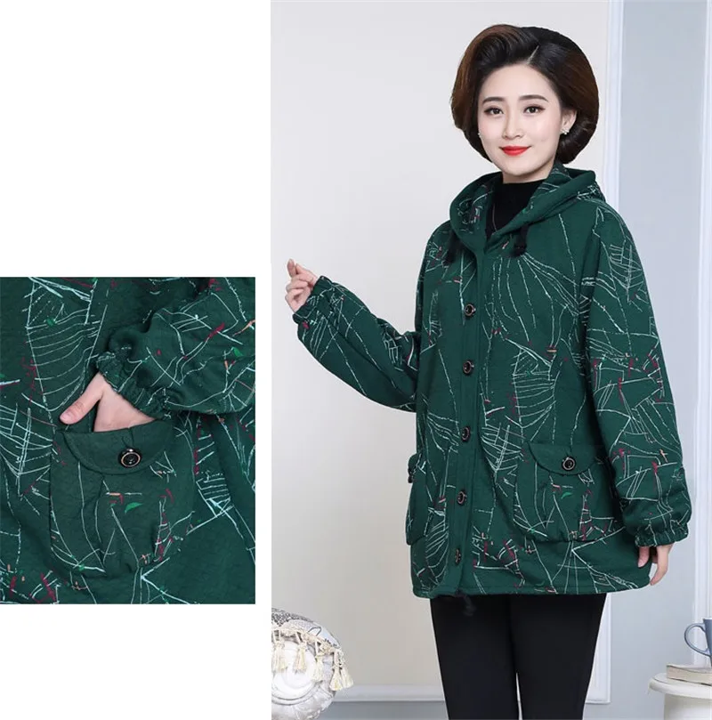 Женская хлопковая куртка среднего возраста 8XL, очень большие женские свободные полосатые теплые хлопковые куртки, новые зимние повседневные пальто с капюшоном F968