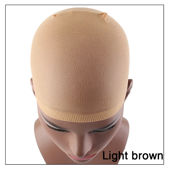 Alileader 2Pcs High Quality Wig Cap Brown Stocking Cap To Christmas Cosplay Wig Caps Stocking Elastic Liner Mesh For Making Wigs light brown