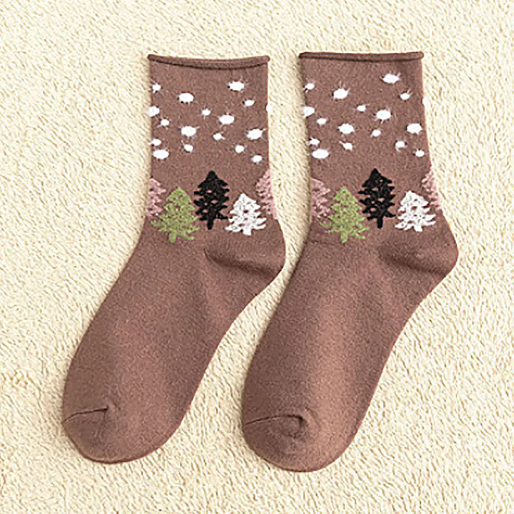 1Pair Fashion Rolled Socks Cotton Mid Tube Casual Christmas Polka Dot Socks W1108