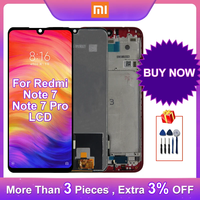 Оригинальный Для Xiaomi Redmi Note 7 ЖК сенсорный экран дигитайзер дисплей 10 точечный с Pro