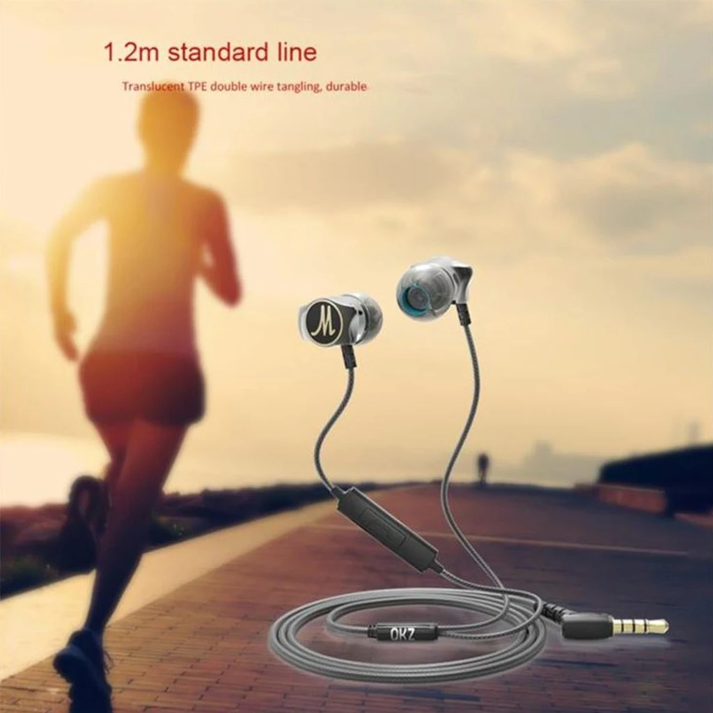 Wired Headphones, Sport Earphones, HiFi Bass Stereo Earbuds with Mic, Noise Isolation Headset for Workout Gym