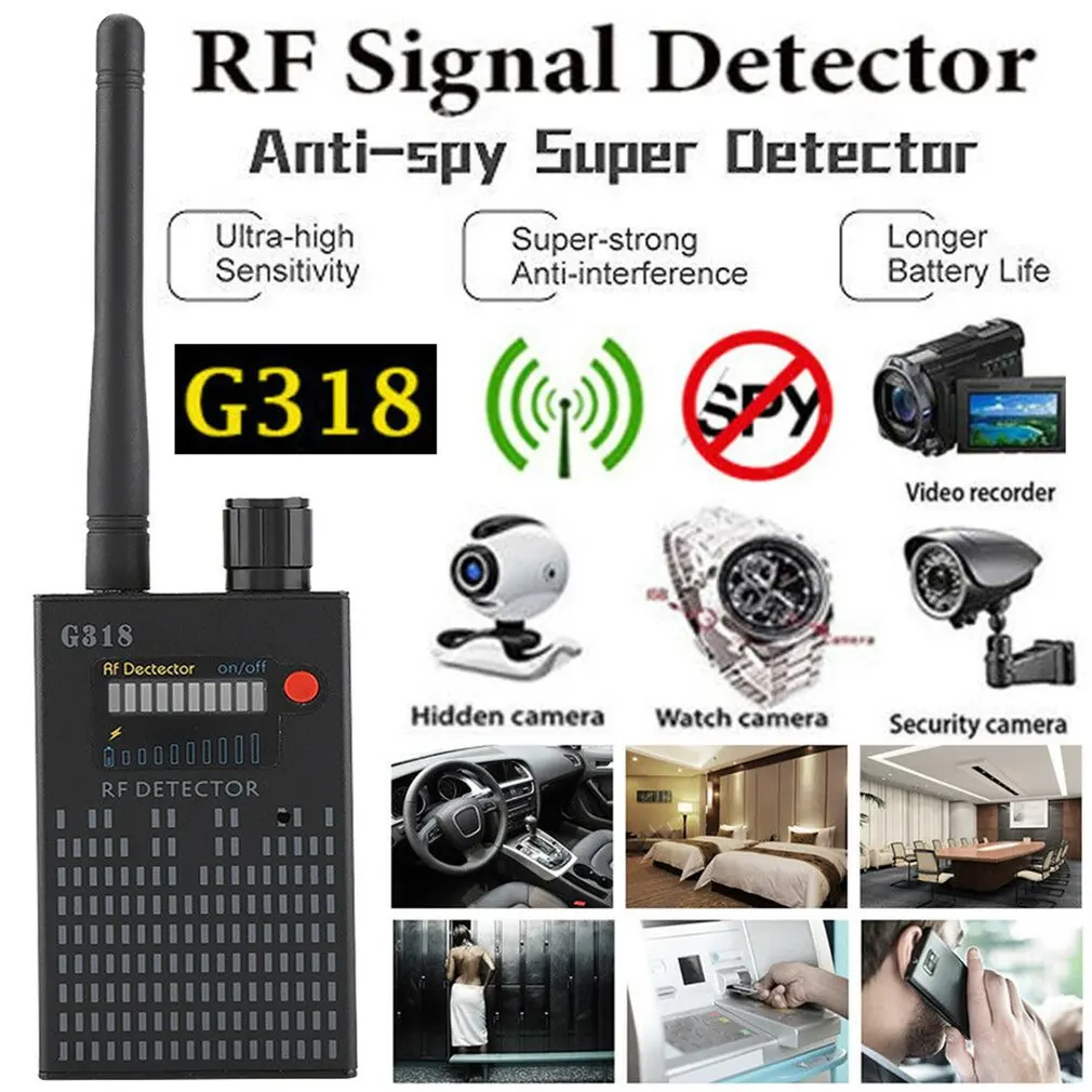 

G318 Anti-Spy Amplification Signal Detector RF Spy Bug GPS Tracker Finder Tracer Finder 2G 3G 4G Detector