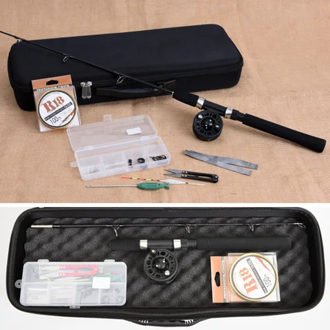 Conjunto de Pesca Combinação com Caixa Acessórios ao ar Durável Gelo Profissional Inverno Scissor Kit Ferramenta Fibra Vidro Sólida Haste Carretel Livre no