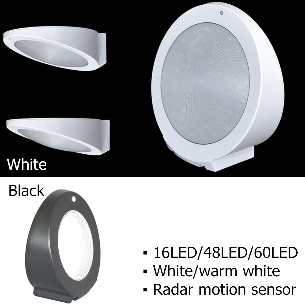 LED Solar Light Radar Motion Sensor 16//48//60 LED Solar Waterproof Wall Lamp