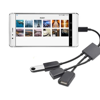 

3 in 1 Type-C OTG Data Cable USB 2.0 Micro Adapter OTG Hub Cable For PUBG Game Artifact for Computer Tablet PC Plug & Play