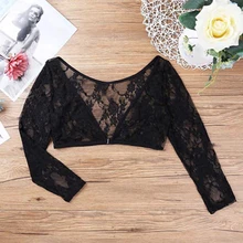 Aliexpress - Women Summer Blouses Long Sleeve Top Thin Perspective Shawl Shrug Tops V-Neck Mesh Lace Blouse Female Shirt