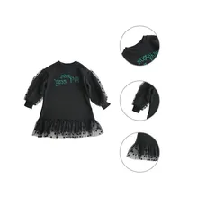 Детское милое Сетчатое платье в горошек с вышивкой для девочек; сезон весна-осень милое платье принцессы с длинными рукавами и круглым воротником