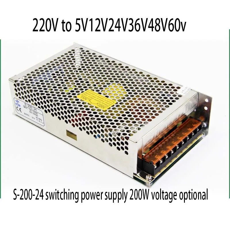 

Switching power supply S-200-24 power 200W voltage to 5V/12/24/36/48/60V continuous output 8.3A