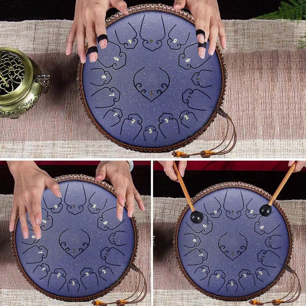 Manual com Estojo Musical para Presente Tambor de Língua de Aço com 15 Tons Lâminas d Percussão Acolchoado Instrumento 14 c - - Image 3