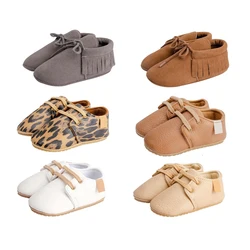 Zapatos Retro de cuero para bebé, calzado Multicolor, suela de goma antideslizante, primeros pasos, mocasines para recién nacido