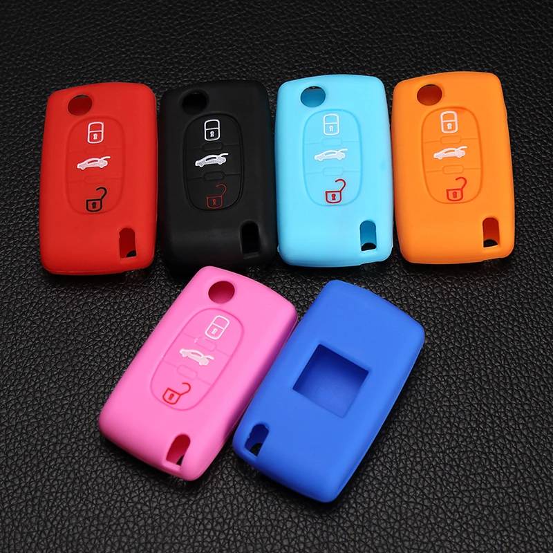 3 buttons Silicone Car Key Case For PEUGEOT 207 307 308 407 408 Citroen C3 C4 C4L C5 C6 Protector Cover | Автомобили и мотоциклы