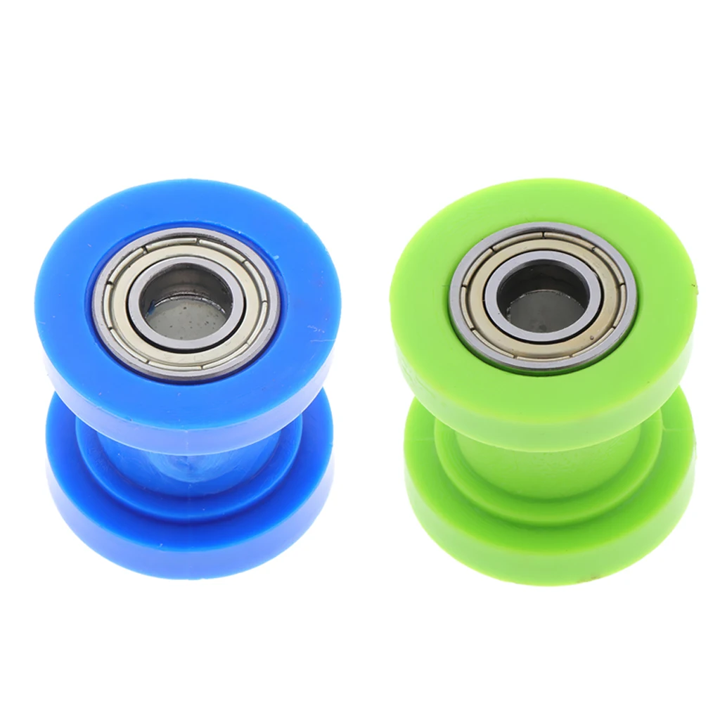 2PCS 10mm Idler Pulley Blue Chain Tensioner Roller for Motorcycle Blue+Green