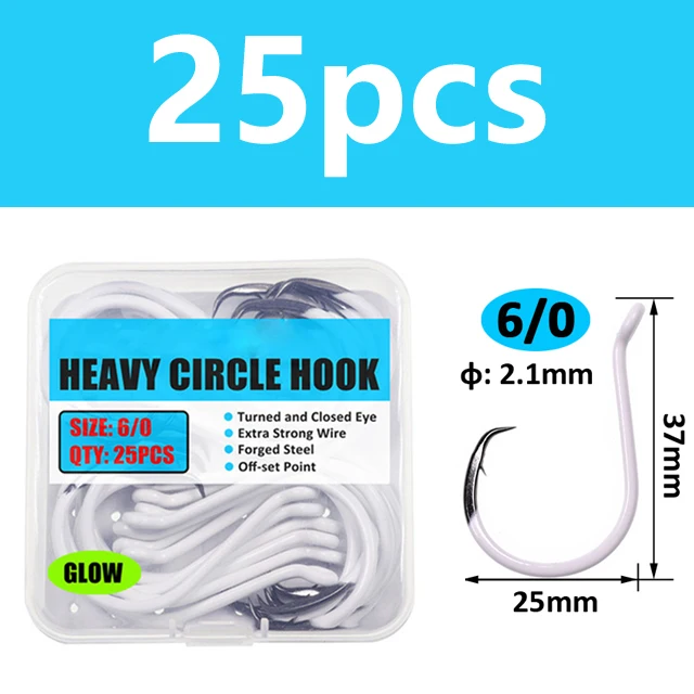 6I0 25pcs per pack 25 шт./кор. морской светящиеся рыболовные крючки с высоким содержанием углерода Сталь Большой Круг Осьминог крепление, басовые рифовых и морских окуней, крючки, станок и 4/0 5/0 6/0 7/0 8/0 - Цвет: 6I0 25pcs per pack