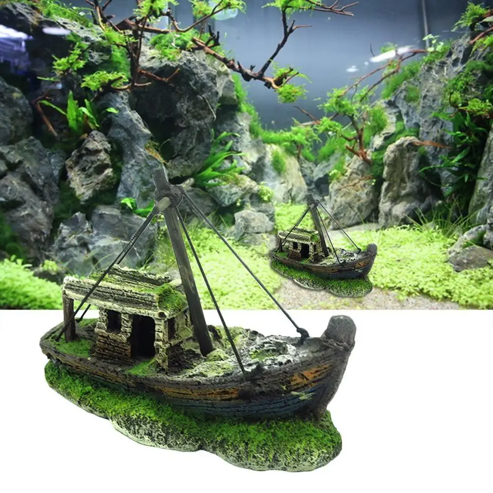 

Pirate Ship Resin aquarium decoration for Fish Tank Ornament Decoration Boat Landscap Decorative