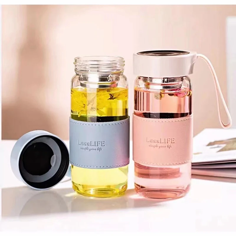 Water Bottle Japanese Style 480ml with Tea Infuser Insulation Sleeve