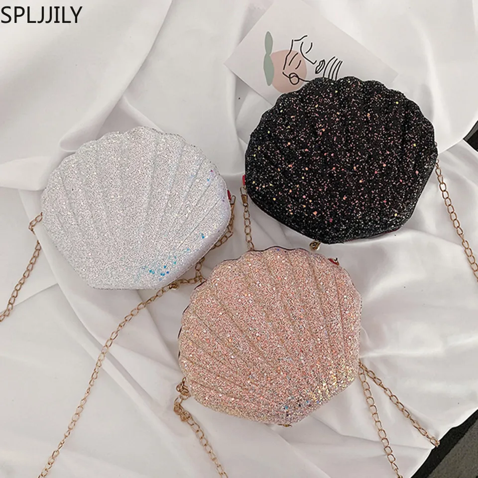 SPLJJILY 2019 Новая Модная уникальная сумка сверкающие Seashell через плечо Наплечные мини