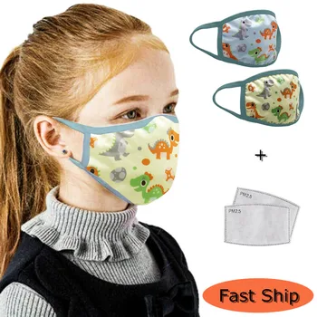 

PM25 Face Children Mask With Dinosaur Printed Dust-proof Kid Mouth Masque Washable Breathable With Carbon Filtros